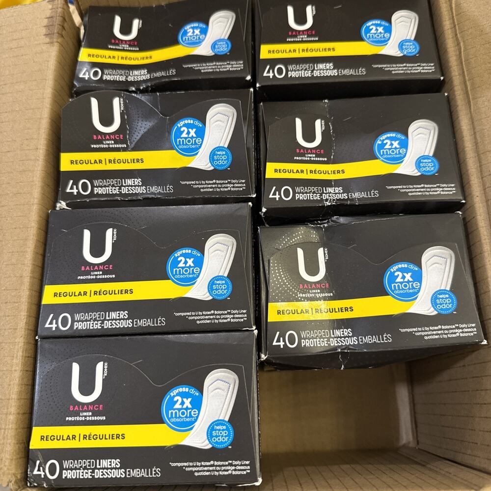 U by Kotex Balance Individually Wrapped Liners Regular 2x More Absorbent 280 Ct